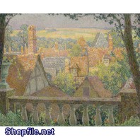 Tranh sơn dầu khung cảnh làng quê từ trên cao